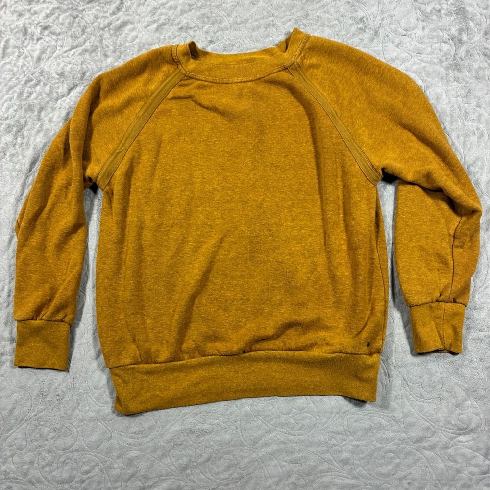 PrAna Womens Cozy Up Sweatshirt Mustard Yellow Hemp Blend Yoga Indie Granola